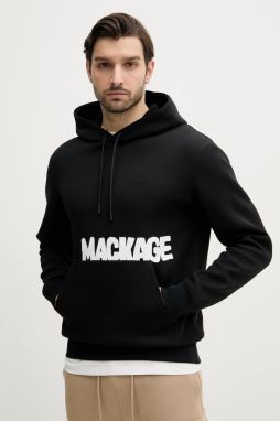 Mikina MACKAGE pánska, čierna farba, s kapucňou, s potlačou, KRYSTIAN.PR