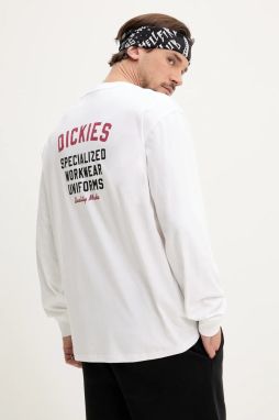 Bavlnené tričko s dlhým rukávom Dickies biela farba, vzorované, DK0A4Z930WH1
