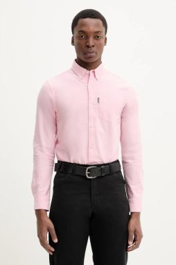 Bavlnená košeľa Superdry pánska, ružová farba, regular, s golierom button-down, M4010991A-D9O