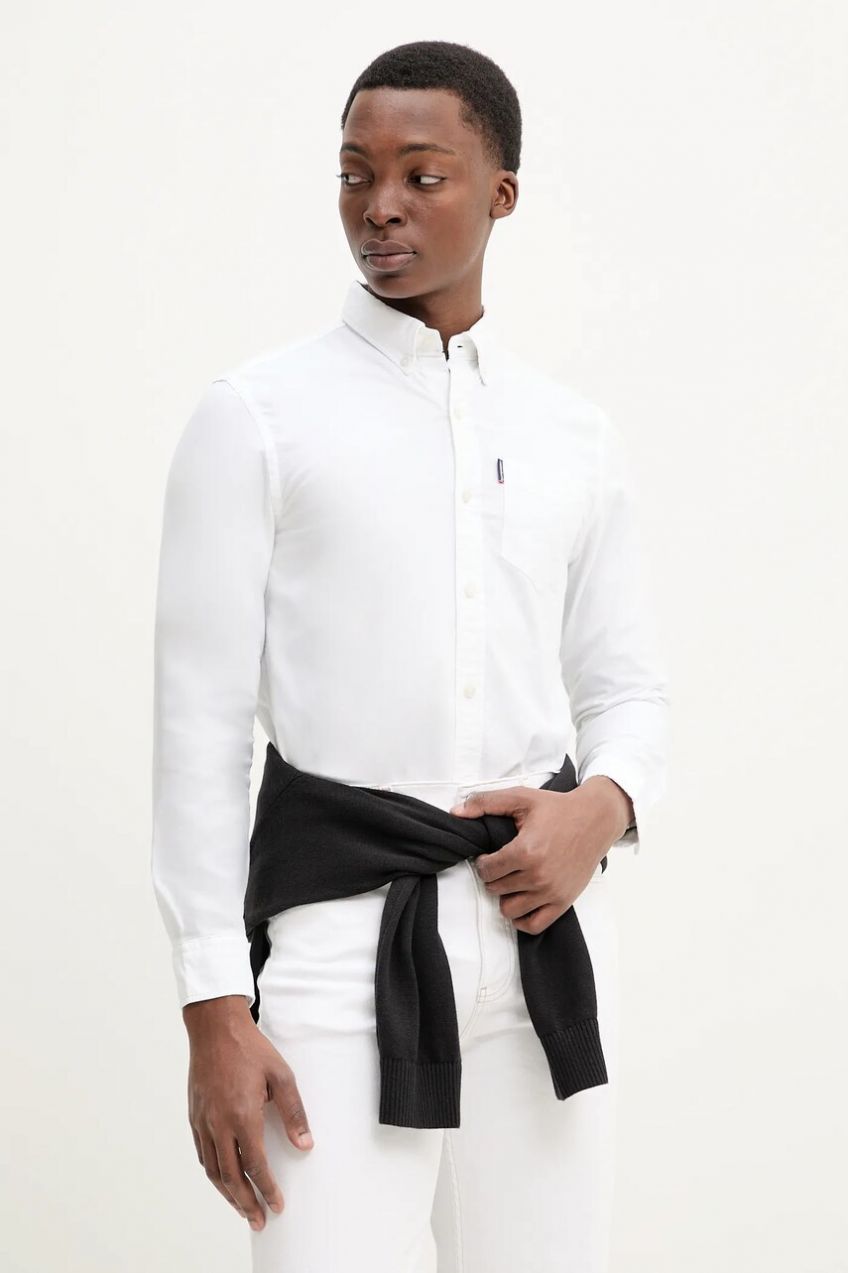 Bavlnená košeľa Superdry pánska, biela farba, regular, s golierom button-down, M4010991A-KKJ