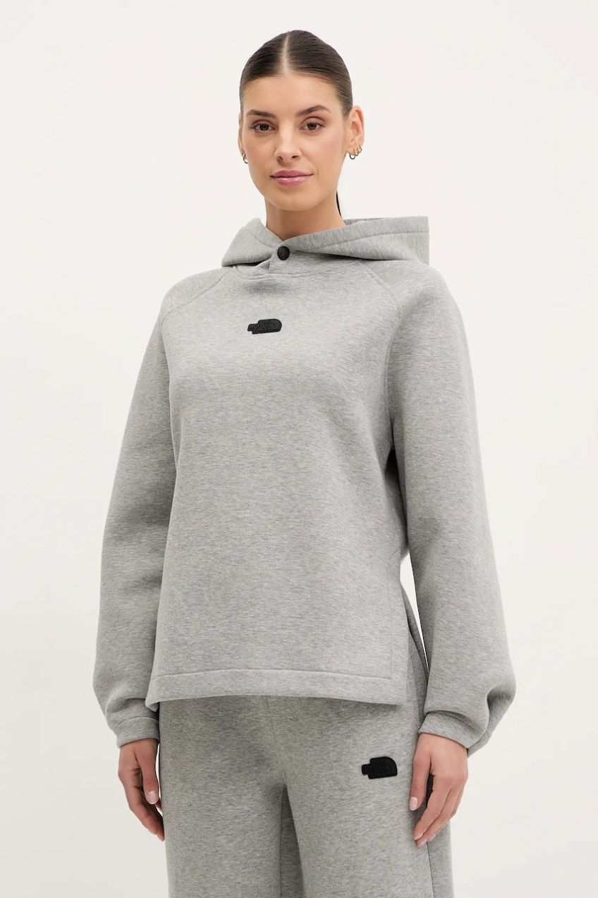 Mikina The North Face Relaxed dámska, šedá farba, s kapucňou, melanžová, NF0A89C0EC41