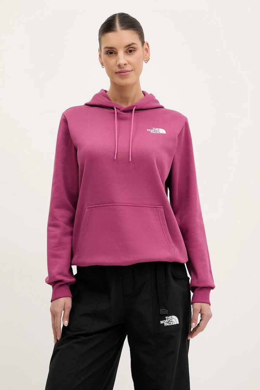 Mikina The North Face Simple Dome dámska, ružová farba, s kapucňou, s potlačou, NF0A89EY6EO1