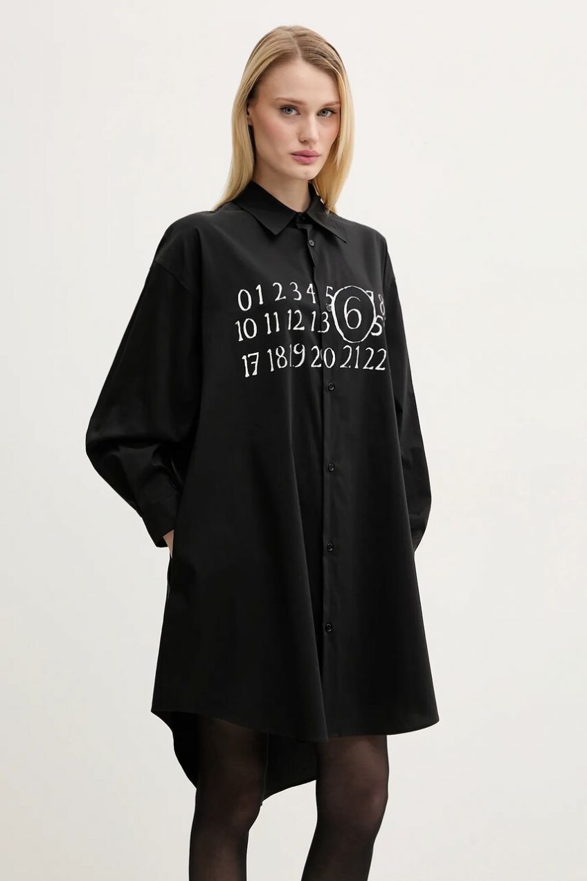 Šaty MM6 Maison Margiela čierna farba, mini, oversize, S52CT0788.M35043