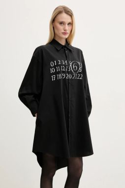 Šaty MM6 Maison Margiela čierna farba, mini, oversize, S52CT0788.M35043
