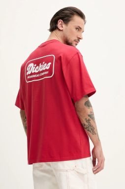 Bavlnené tričko Dickies pánsky, červená farba, s potlačou, DK0A4Z8Z0ER1