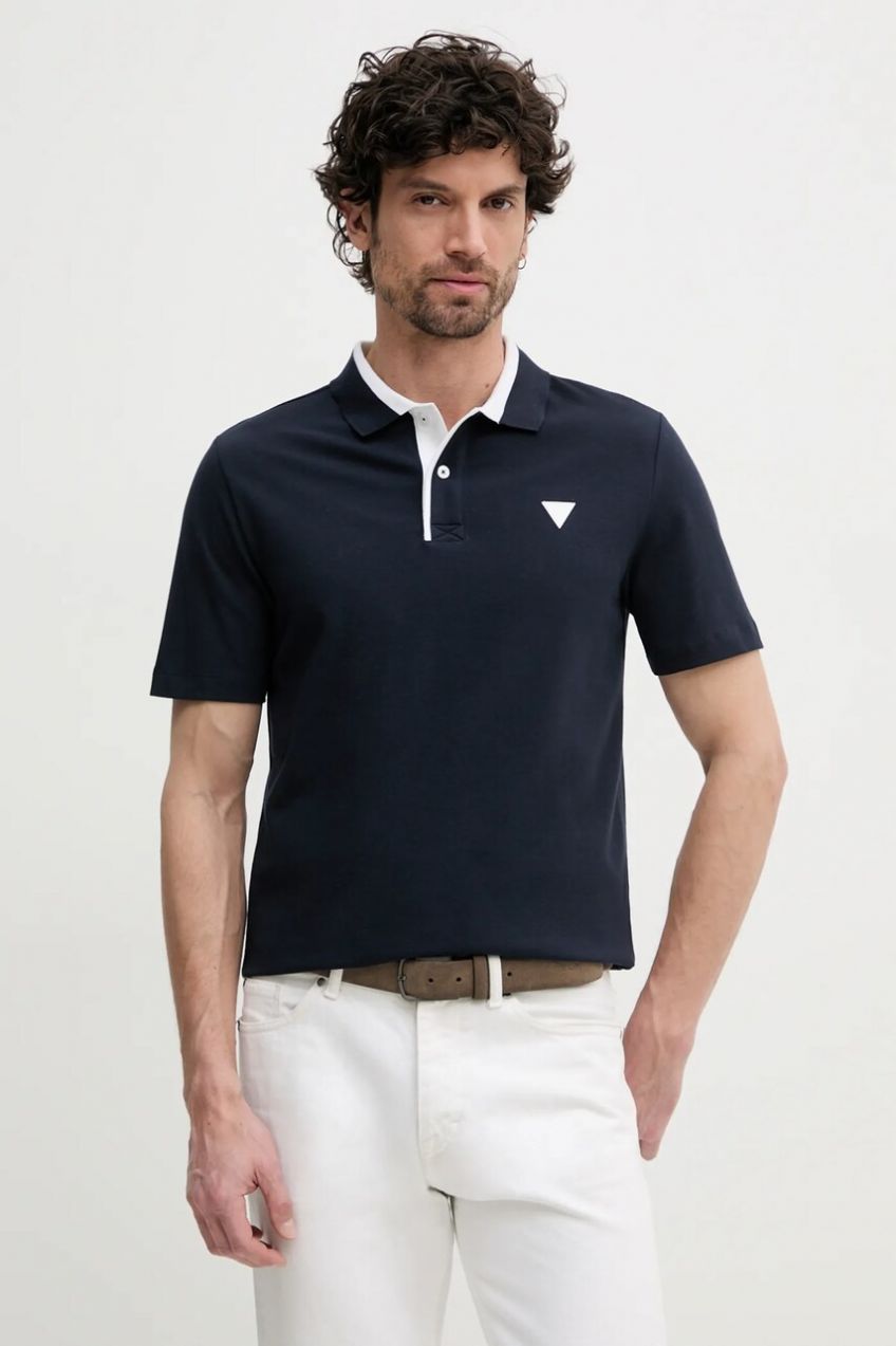 Polo tričko Guess pánske, tmavomodrá farba, jednofarebné, M5GP44 K7O64