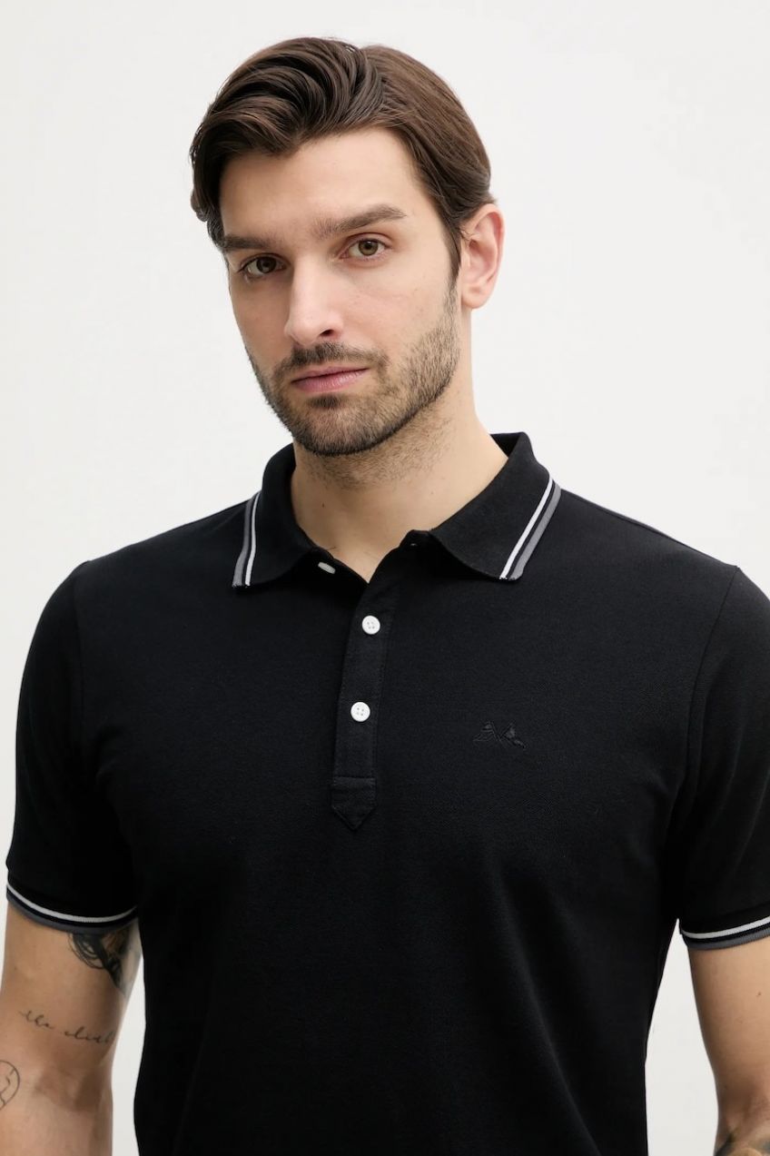 Bavlnené polo tričko Lindbergh pánske, čierna farba, jednofarebné, 30-404010