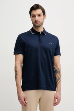 Bavlnené polo tričko Paul&Shark pánske, tmavomodrá farba, s potlačou, 25411301