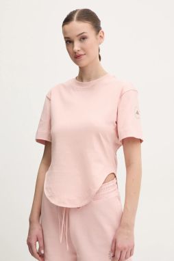 Bavlnené tričko adidas by Stella McCartney dámske, ružová farba, JJ2553
