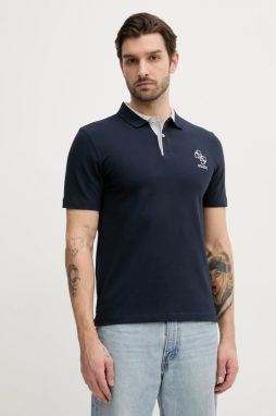Polo tričko Guess LYLE pánske, tmavomodrá farba, s nášivkou, M5GP60 K7O64