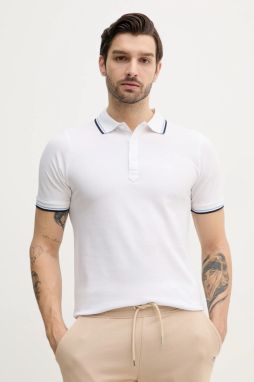 Bavlnené polo tričko Lindbergh pánske, biela farba, jednofarebné, 30-404010