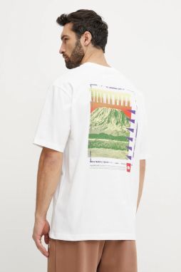 Bavlnené tričko The North Face Axys pánske, biela farba, s potlačou, NF0A8C1RFN41