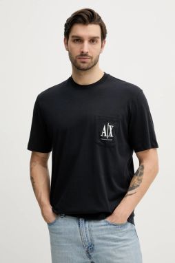 Bavlnené tričko Armani Exchange pánske, tmavomodrá farba, jednofarebné, XM000366 AF12308