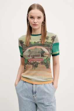 Tričko Desigual AFRICA dámske, zelená farba, 25SWTKA5