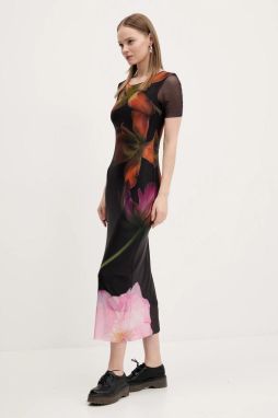 Šaty Desigual ROTERDAM čierna farba, maxi, priliehavé, 25SWVK12