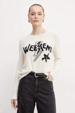 Kašmírový sveter Weekend Max Mara dámsky, béžová farba, tenký, 2515361011600