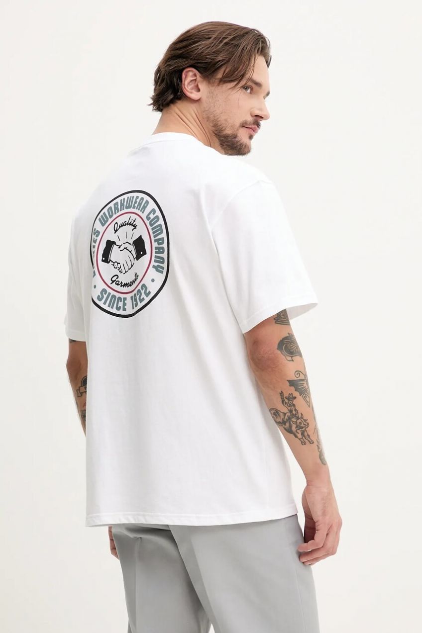 Bavlnené tričko Dickies pánsky, biela farba, vzorovaný, DK0A4Z950WH1