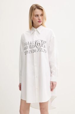 Bavlnené šaty MM6 Maison Margiela béžová farba, mini, oversize, S52CT0787.M35152
