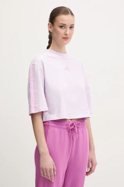 Bavlnené tričko adidas Essentials dámske, fialová farba, JE1205