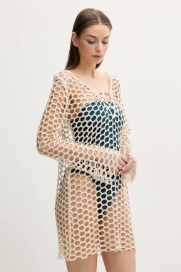 Plážové šaty Desigual FLOW DRESS béžová farba, 25SWMK22