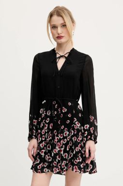 Šaty Desigual BASILEA čierna farba, mini, áčkový strih, 25SWVW31