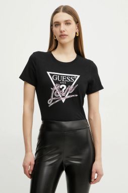 Bavlnené tričko Guess dámske, čierna farba, W5GI05 I3Z14