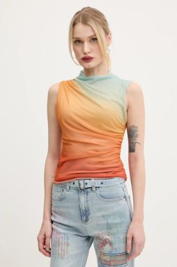 Blúzka Desigual SAHARA dámska, oranžová farba, vzorovaná, 25SWTK98