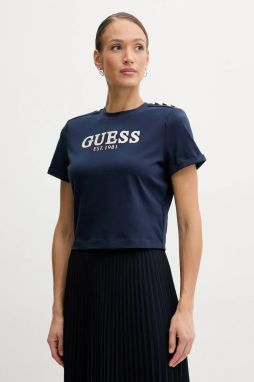 Bavlnené tričko Guess dámske, tmavomodrá farba, W5GI15 K8FQ4