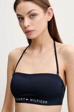 Plavková podprsenka Tommy Hilfiger tmavomodrá farba, jemne vystužený košík, UW0UW04136