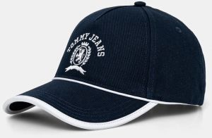 Bavlnená šiltovka Tommy Jeans tmavomodrá farba, s nášivkou, AW0AW17315