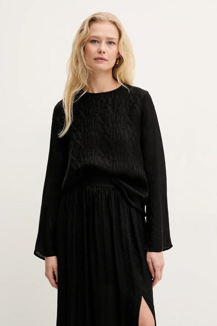 Blúzka Armani Exchange dámska, čierna farba, vzorovaná, XW000149 AF10842