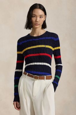 Bavlnený sveter Polo Ralph Lauren dámsky, tmavomodrá farba, 211960015