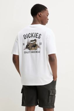 Bavlnené tričko Dickies pánske, biela farba, s potlačou, DK0A4Z990WH1