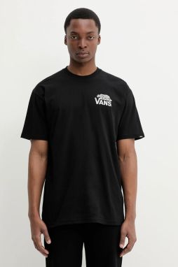 Bavlnené tričko Vans pánske, čierna farba, s potlačou, VN000M3YBLK1