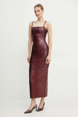 Šaty Herve Leger Gemma bordová farba, maxi, priliehavé, HFL8503778