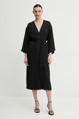 Šaty ISABELLE BLANCHE čierna farba, midi, áčkový strih, IS25SS-A120-T011