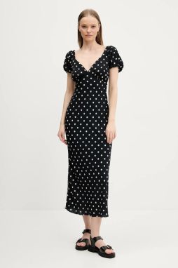 Šaty Abercrombie & Fitch tmavomodrá farba, midi, áčkový strih, KI159-5580