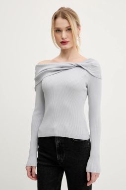 Sveter Abercrombie & Fitch dámsky, šedá farba, tenký, KI150-5175
