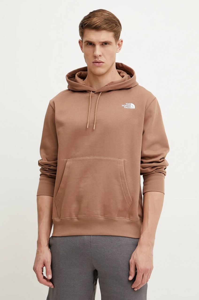 Mikina The North Face Essential pánska, hnedá farba, s kapucňou, jednofarebná, NF0A89ES6IH1