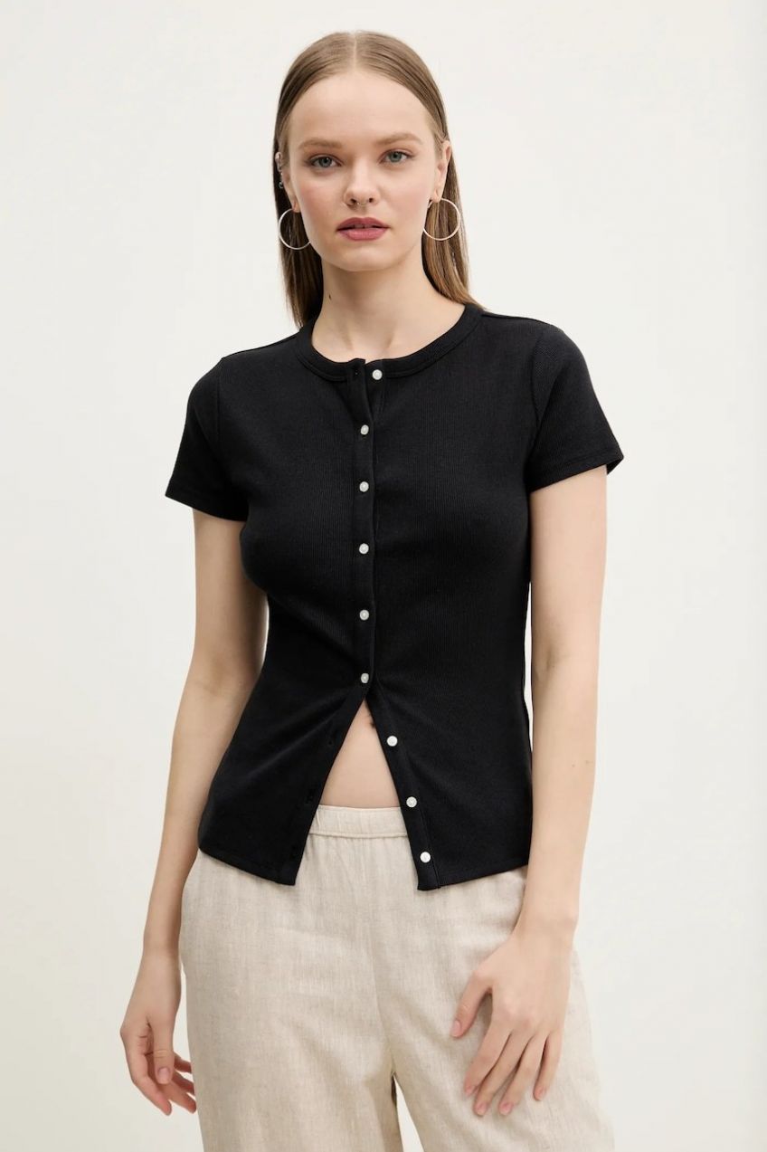 Tričko Abercrombie & Fitch dámske, čierna farba, KI139-5293