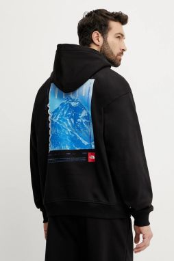 Bavlnená mikina The North Face Axys pánska, čierna farba, s kapucňou, s potlačou, NF0A8C1QJK31