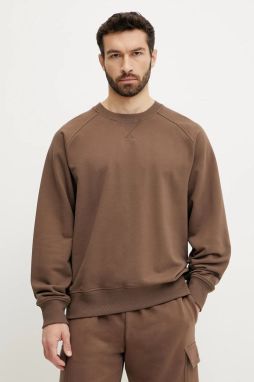 Bavlnená mikina The North Face Relaxed pánska, hnedá farba, s nášivkou, NF0A8C361OI1