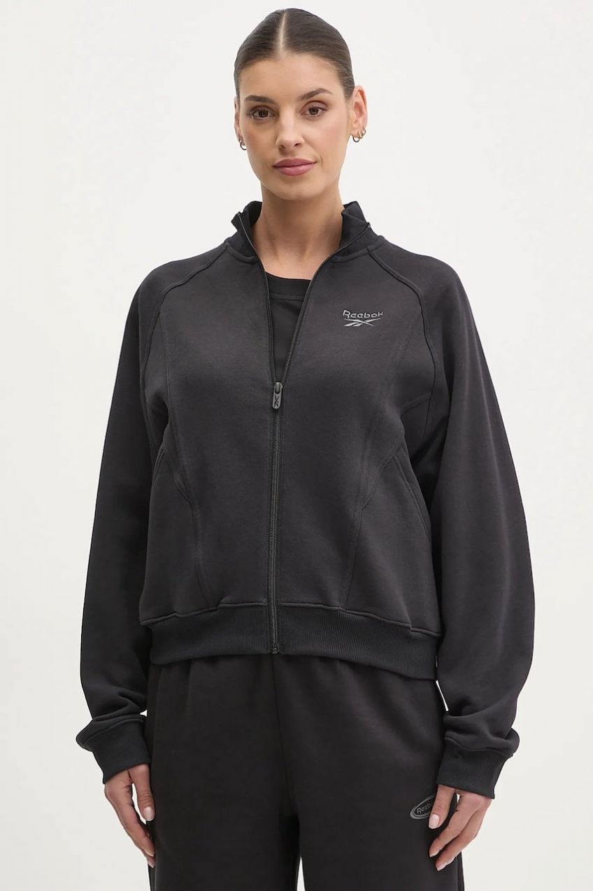 Bavlnená mikina Reebok Classic dámska, čierna farba, jednofarebná, 100214104