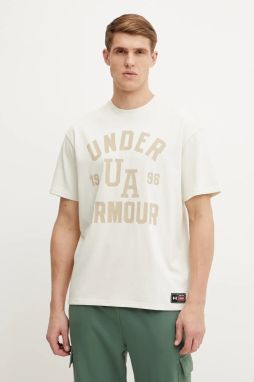 Tričko Under Armour pánske, béžová farba, s potlačou, 1390179