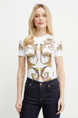 Bavlnené tričko Versace Jeans Couture dámske, biela farba, 78HAH6P8 JS472