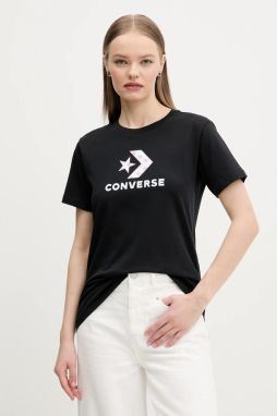 Bavlnené tričko Converse dámske, čierna farba, 10027386-A01