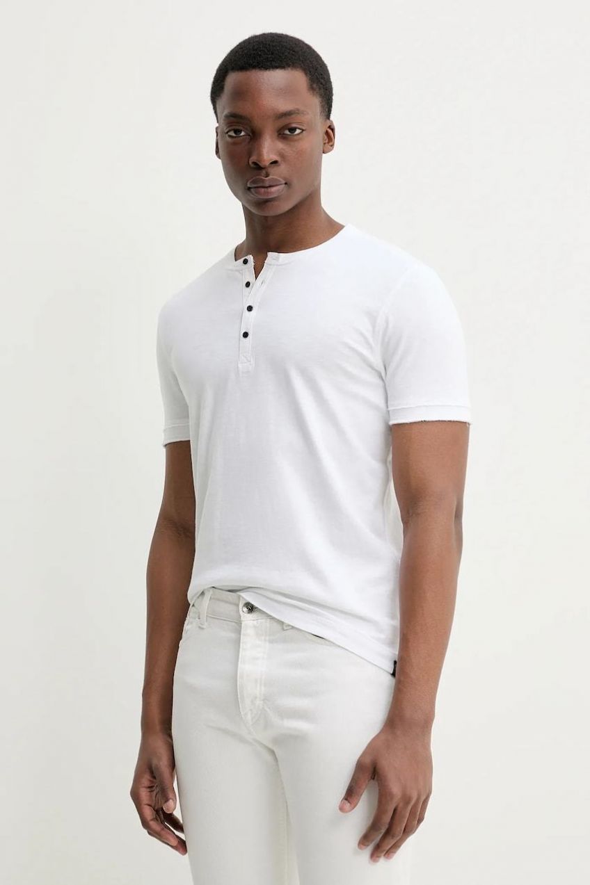 Bavlnené tričko Superdry pánske, biela farba, jednofarebné, M6010881A-01C