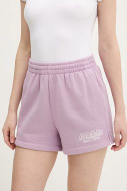 Šortky Abercrombie & Fitch dámske, ružová farba, s nášivkou, stredne vysoký pás, KI186-5045