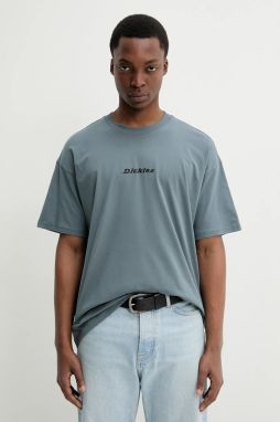 Bavlnené tričko Dickies pánske, šedá farba, s potlačou, DK0A4YRNG701
