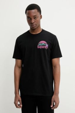 Bavlnené tričko Superdry pánske, čierna farba, s potlačou, M1012175A-02A